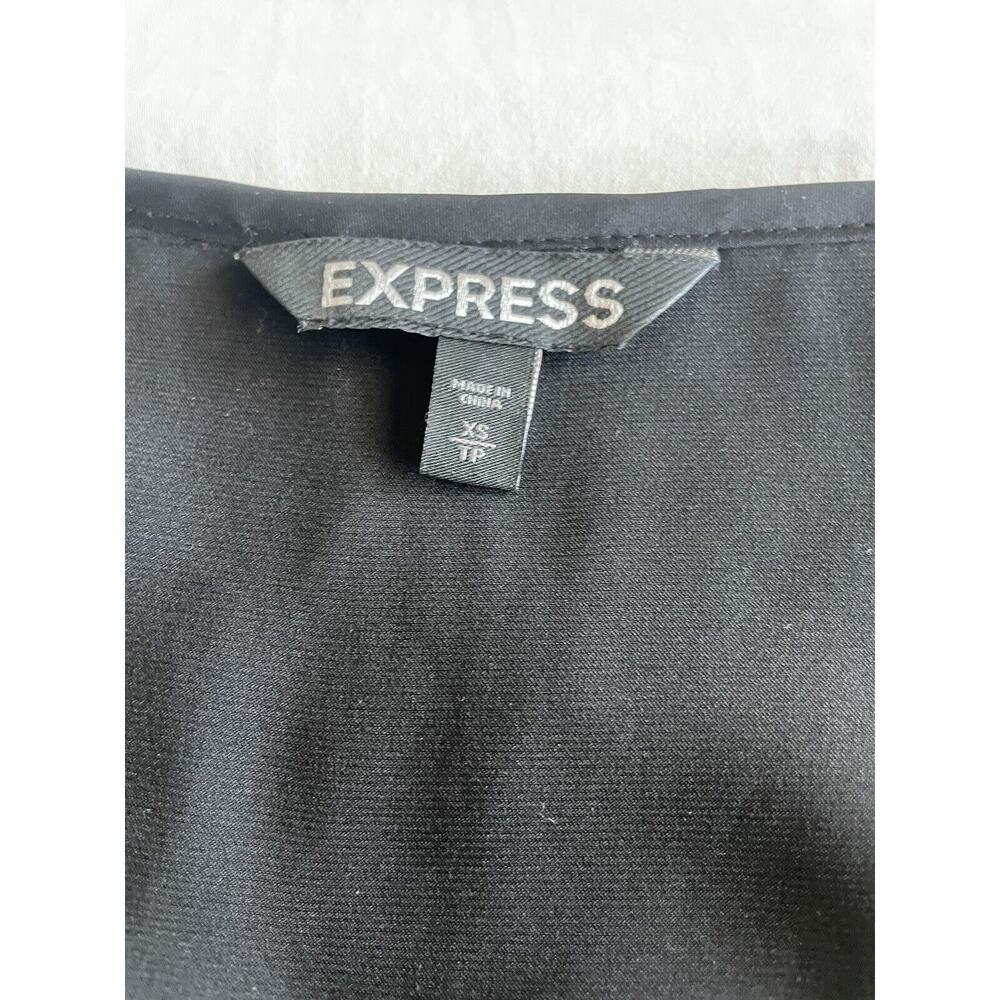 Express Women's Blouse Shirt Top Size XSmall Black Silky - Picture 5 of 6
